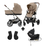 Kinderwagen Cybex Balios S Lux Almond Beige/Beige + Autostoel Joy Glide 360° All Black&Base