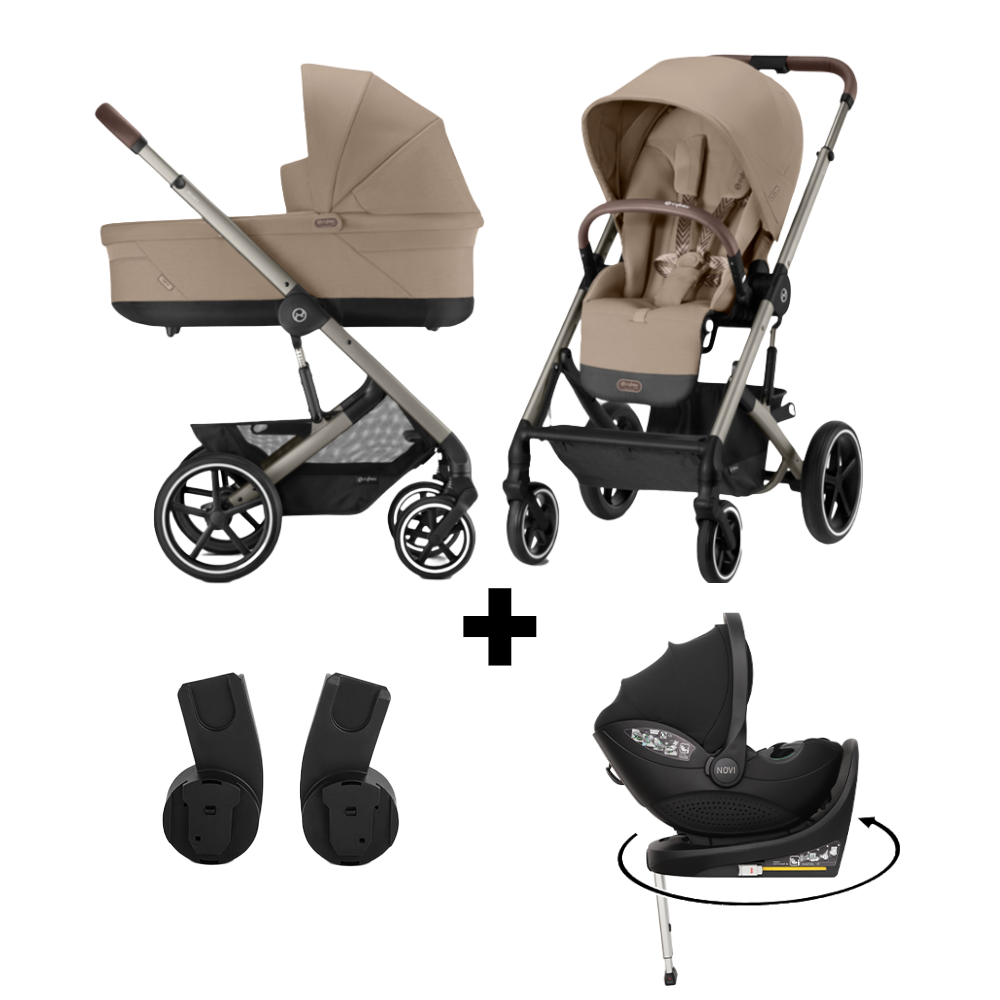 Kinderwagen Cybex Balios S Lux Almond Beige/Beige + Autostoel Joy Glide 360° All Black&Base Kinderwagen Cybex Balios S Lux Almond Beige/Beige + Autostoel Joy Glide 360° All Black&Base - Afbeelding 1