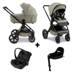 Kinderwagen Novi Baby Luna Premium Solid Sand met Autostoel Jacky Pro 360 All Black&Base