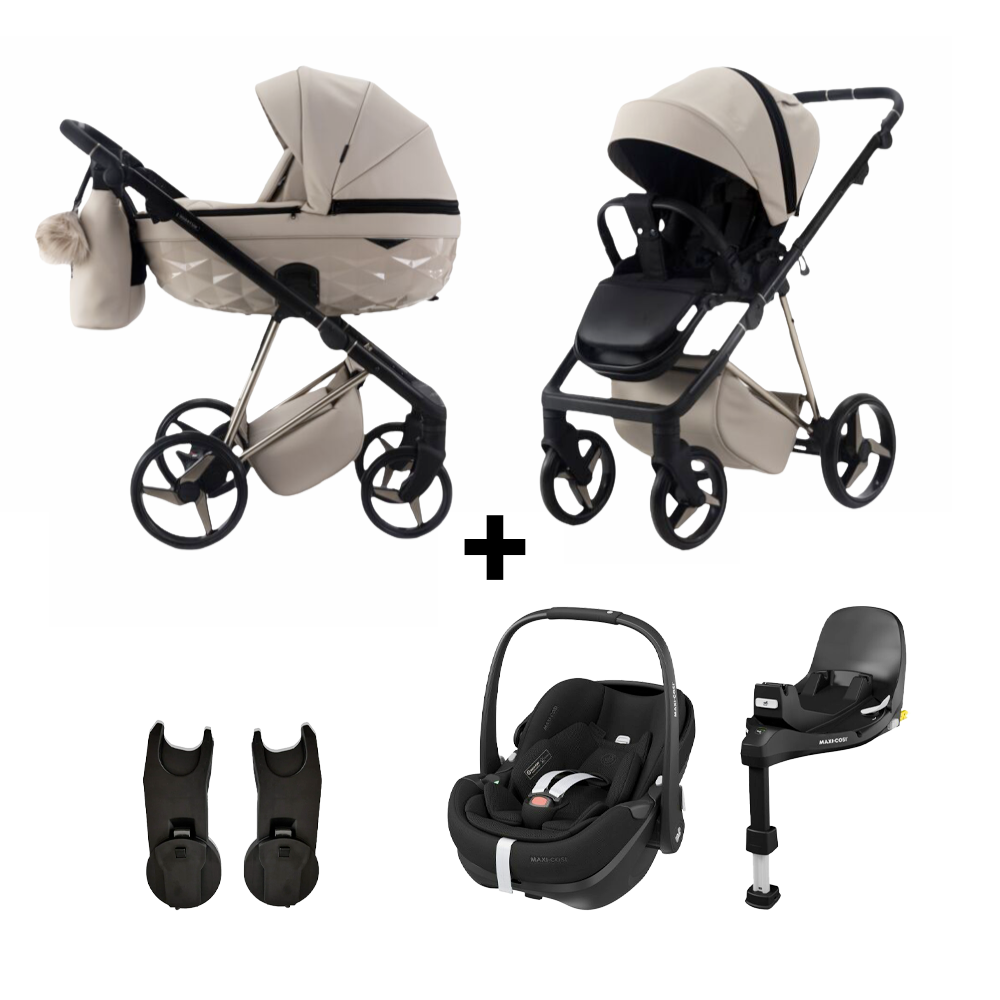 Kinderwagen Adamex Quantum Star Beige + Autostoel Maxi-Cosi Pebble Pro2 en Base Slide Tech Kinderwagen Adamex Quantum Star Beige + Autostoel Maxi-Cosi Pebble Pro2 en Base Slide Tech - Afbeelding 1