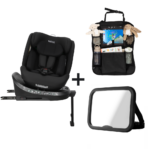 Set |Autostoel Novi Baby® David 3.0 Premium I-Size 360° All Black met Achterbankspiegel en Organizer