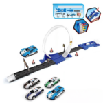 Double Race Track™ - Creatief&Leuk - Looping Racebaan Wit - Politieauto / Enkel | Educatief Speelgoed