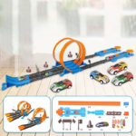 Double Race Track™ - Creatief&Leuk - Looping Racebaan Oranje - Sportauto / Dubbel | Educatief Speelgoed