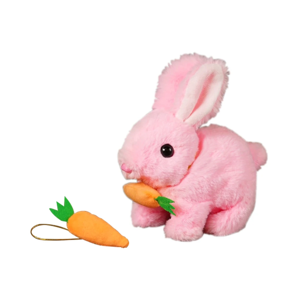 carrot_rabbit_pink Electric Bunny™ – Springlevend&Gezellig– Pluche Konijn Wortel Konijn Roze | Educatief Speelgoed - Afbeelding 1