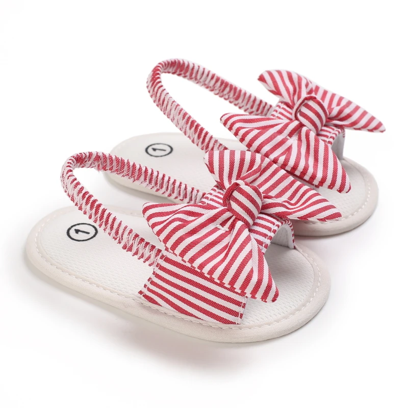 d11red_stripe Mini Fashion™ - Lieflijk&Licht - Baby Sandalen Rood Gestreept / 2 (6-12 maanden) | Educatief Speelgoed - Afbeelding 1
