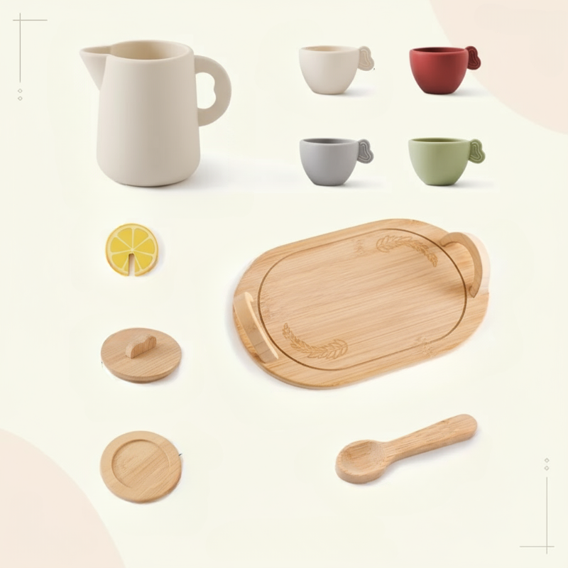 ec79a0c7-4791-4c99-bffa-724c5df412f4 Woods– Leuk&Interactief– Houten Theeset voor Kinderen Servies Set (incl. Accessoires + Dienblad) | Educatief Speelgoed - Afbeelding 1