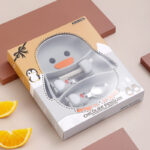 MiniMeal– Veilig&Antislip– Siliconen Peuterbord Set met Bestek ?Pinguïn (set van 5) | Educatief Speelgoed