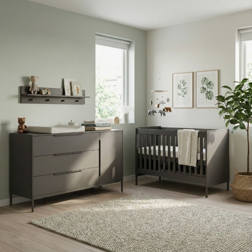 Babykamer Lissabon Chocolate met XL Commode (Ledikant + Commode) - Afbeelding 1