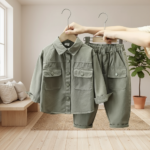 LittleExplorer– Comfortabel&Stoer– Kinderbroek&Overhemd Set Groen / 110 (4 jaar) | Educatief Speelgoed