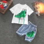Mini Fashion™ - Geschikt Voor De Zomer - Zomerset Jongens Witte Set / 140 | Educatief Speelgoed