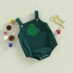Mini Fashion™ - Kerst Design - Overall Kerst Romper Groen / 100 (12-18 maanden) | Educatief Speelgoed