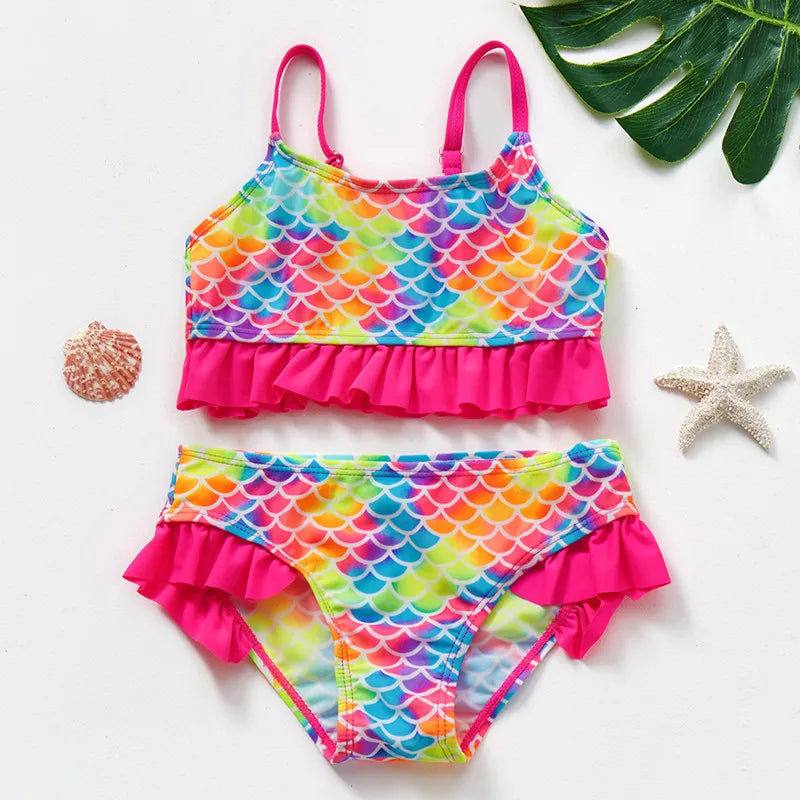 image_297_1720202060142-52657885-33605746-63075151_5 Mini Fashion™ - Sneldrogend Materiaal - Bikini Set Bikini Schubben - Regenboog / (9-10 jaar) | Educatief Speelgoed - Afbeelding 1