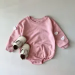 Mini Fashion™ - Schattige Printjes - Sweatshirt Romper Roze / 80 (9-12 maanden) | Educatief Speelgoed