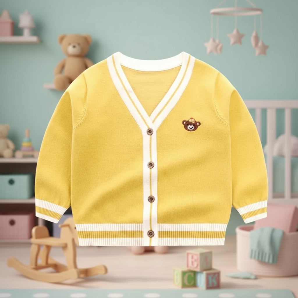 image_312_1760090837409-76645734-60765669-92725687_0 CozziWear– Warm&Trendy– Gebreid Vest met Beertjes Geel / 90 (2 jaar) | Educatief Speelgoed - Afbeelding 1