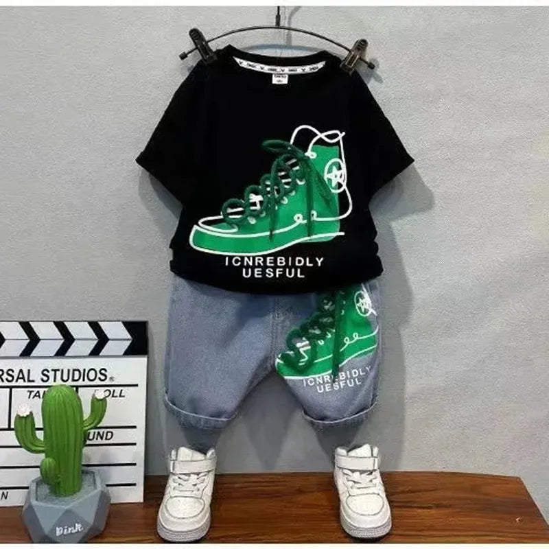 image_350_1720128909912-66018326-95729526-9751487_4 Mini Fashion™ - Geschikt Voor De Zomer - Zomerset Jongens Zwarte Set / 90 | Educatief Speelgoed - Afbeelding 1