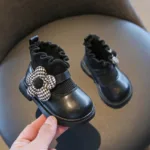 Mini Fashion™ - Stijlvol&Comfortabel - Meiden Laarzen Zwart / 17 (0-6 maanden) | Educatief Speelgoed