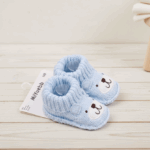 Mini Fashion– Gebreide Baby Sloffen (3-6 maanden) Blue Bear | Educatief Speelgoed