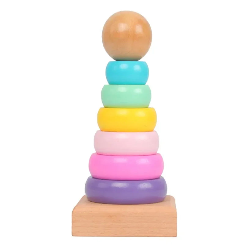 image_483_1741764932146-81377817-29722412-91522528_2 Rainbow Stacker™ – Kleurrijke Torenpret – Houten Satpeltoren Pastel | Educatief Speelgoed - Afbeelding 1