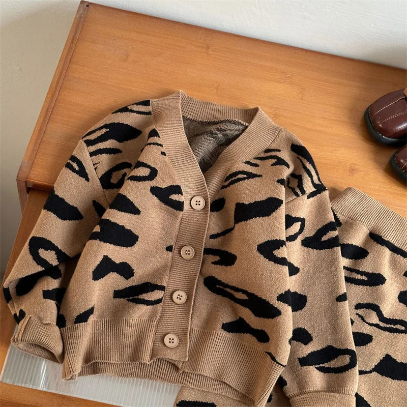 Mini Fashion™ - Warm&Stijlvol - Leuke Lente Kinderset Bruin / 150 (8 jaar) | Educatief Speelgoed