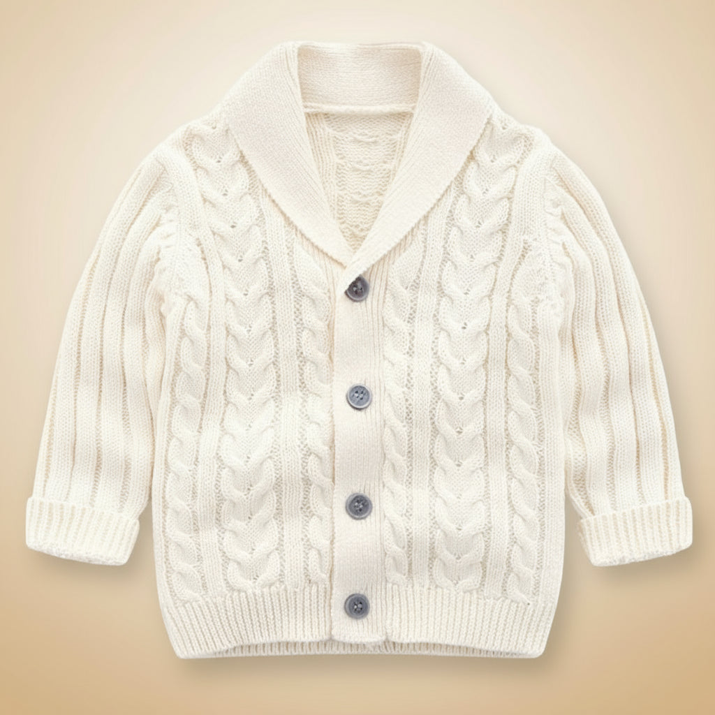 image_493_1760090875258-7172827-37523517-6120696_3 CozyCub– Comfortabel&Modieus– Gebreide Kinder Cardigan Sweater Ivoorwit / 73 (3-6 maanden) | Educatief Speelgoed - Afbeelding 1