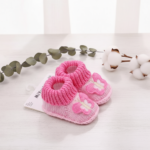 Mini Fashion– Gebreide Baby Sloffen (3-6 maanden) Pink Butterfly | Educatief Speelgoed