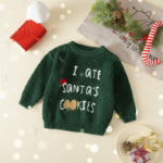 JoyKnit– Knus&Warm - Kersttrui met tekst Groen (I Ate Santa Cookies) / 100 (2–3 Jaar) | Educatief Speelgoed