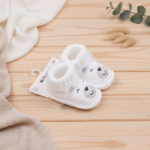 Mini Fashion– Gebreide Baby Sloffen (3-6 maanden) White Polar Bear | Educatief Speelgoed