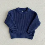 Mini Fashion™ - Super Zachte Stof - Gebreide Sweater Donker Blauw / 68 (3-6 maanden) | Educatief Speelgoed