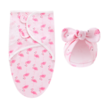 DreamNest– Rust&Comfort– Luxe Inbakerdoek met Mutsje Flamingo | Educatief Speelgoed