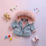 FurDream– Denim Look – Winterjas met Capuchon Roze / 80 (1-2 jaar) | Educatief Speelgoed