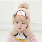 Mini Fashion™ - Schattig Pinguin Design - Kinder Muts&Sjaal Beige / One Size | Educatief Speelgoed