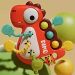 BabyDino– Speels&Bijtbaar– Sensorisch Trek Speelgoed Rood | Educatief Speelgoed