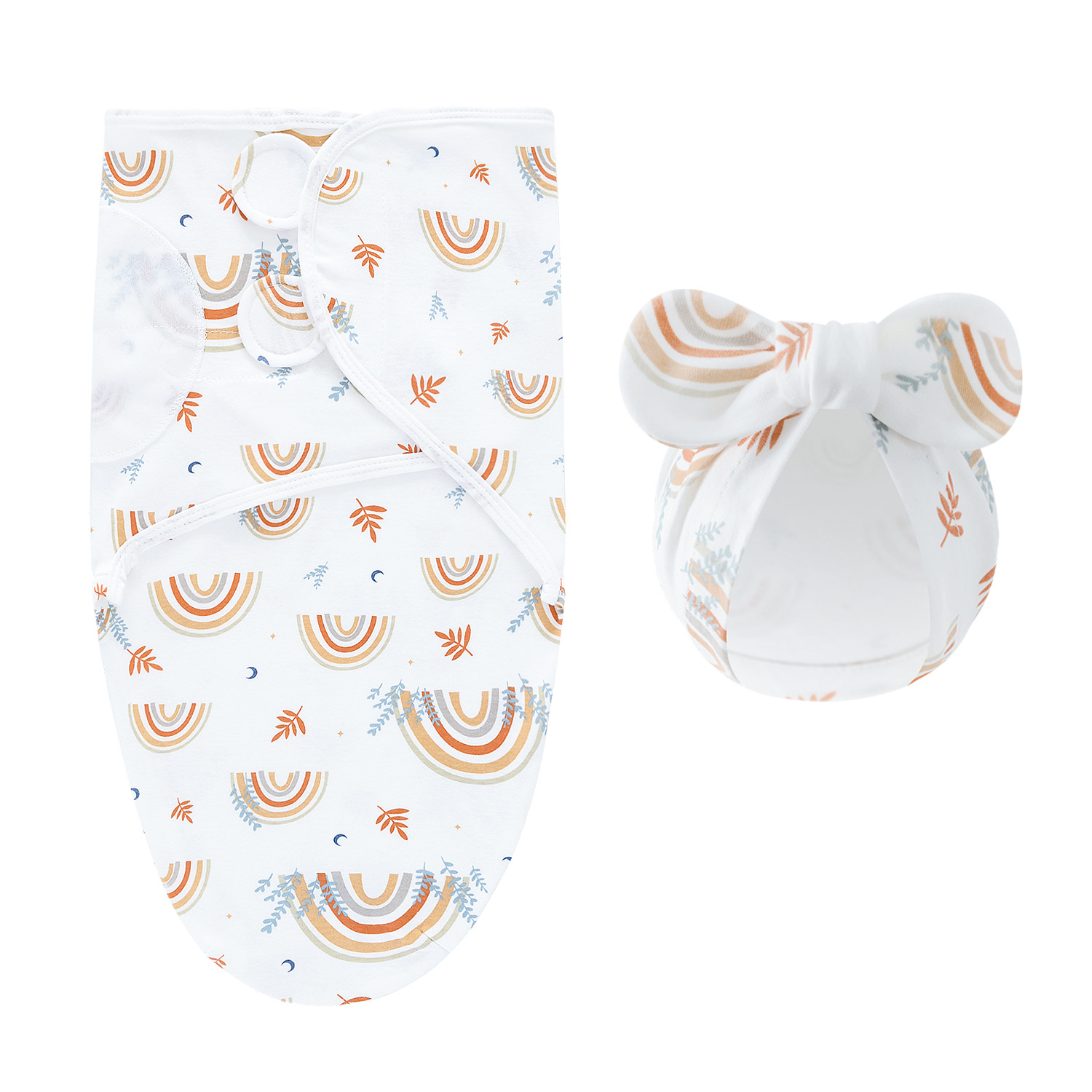 image_59_967d6c11-550a-491e-8a06-6271649d63c2 DreamNest– Rust&Comfort– Luxe Inbakerdoek met Mutsje Regenboog | Educatief Speelgoed - Afbeelding 1