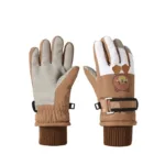Mini Fashion™ - Warm Materiaal - Kinder Handschoenen Khaki Beer / S (4-6 jaar) | Educatief Speelgoed