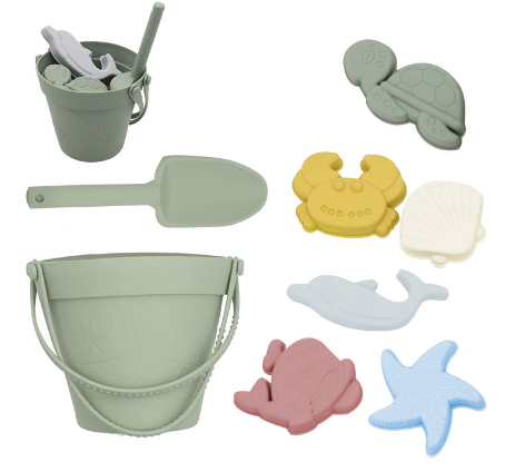 image_6_2a9c98cb-dfc8-44b6-91fb-b65a79e379c8 Silicone Beach Set™ - Strandemmer Zandavontuur - Siliconen Strandset Groen | Educatief Speelgoed - Afbeelding 1