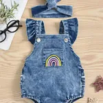 Mini Fashion™ - Leuke Look - Denim Romper 110 (2-3 jaar) | Educatief Speelgoed