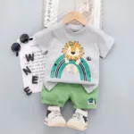 Mini Fashion™ - Leeuw opdruk - Jongens Zomerset Grijs / 110 | Educatief Speelgoed