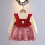 Mini Fashion™ - Schattige Look - Jurk met lange mouwen Rood / 100 (3 jaar) | Educatief Speelgoed
