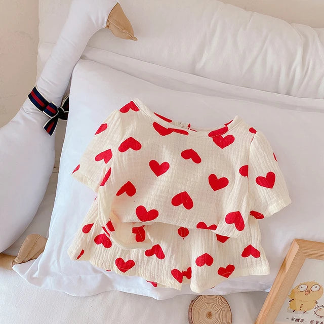 Mini Fashion™ - Luchtig Katoen - Kinder Hartjes Zomerset Rood / 110 (4 jaar) | Educatief Speelgoed