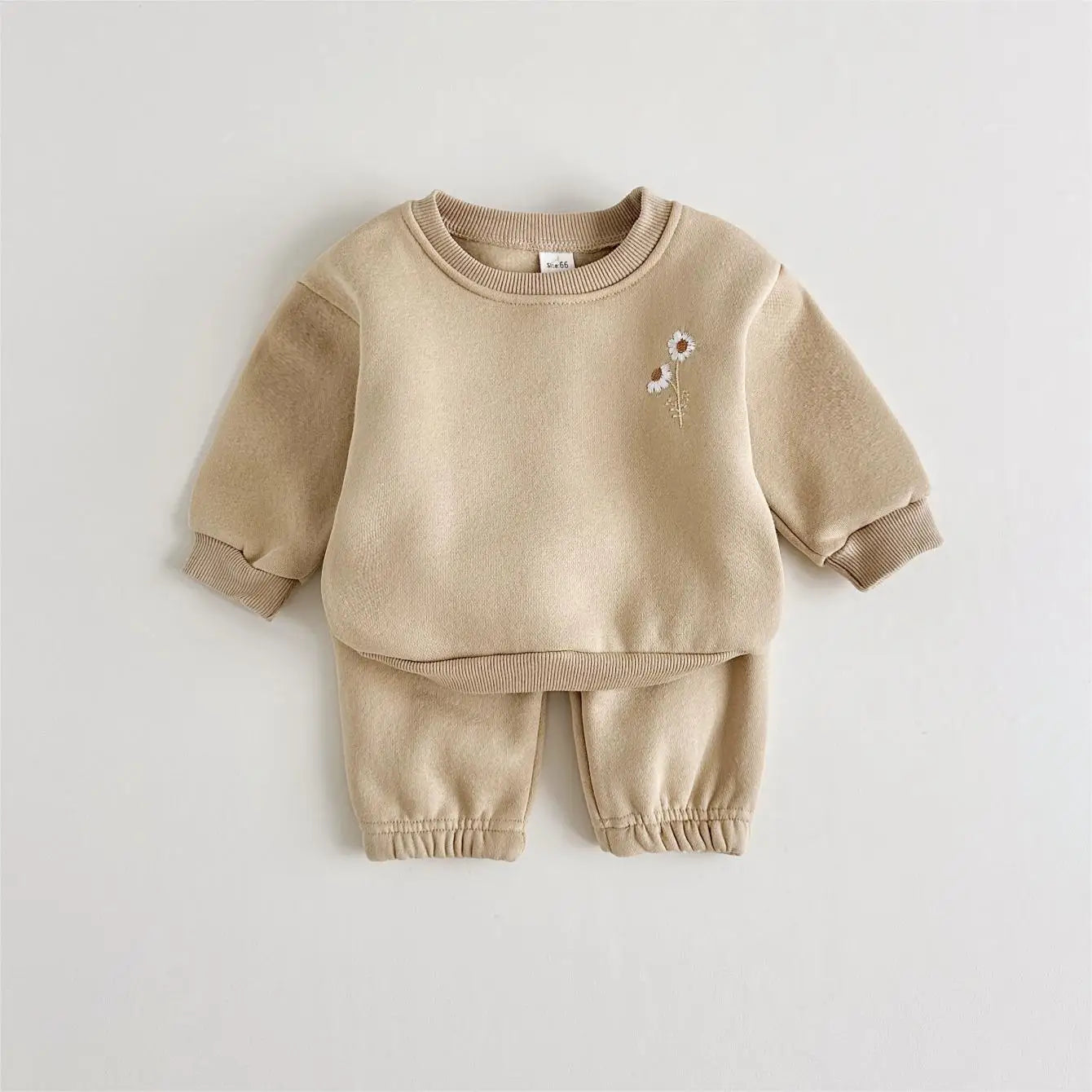 image_888_1728741073829-84239984-6120300-6328684_7 Mini Fashion™ - Warm&Comfortabel - Trainingspak met Bloemenborduursel Khaki / 90 (18-24 maanden) | Educatief Speelgoed - Afbeelding 1