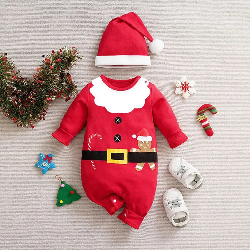 image_898_1725966087649-38773730-19571607-2874649_11 Mini Fashion™ - Zacht Materiaal - Baby Kerstkostuum Rood Wit / 62 (0-3 maanden) | Educatief Speelgoed - Afbeelding 1