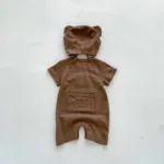 Mini Fashion™ - Zachte Katoen - Zomer Jumpsuit Bruin / 73 (3-6 maanden) | Educatief Speelgoed
