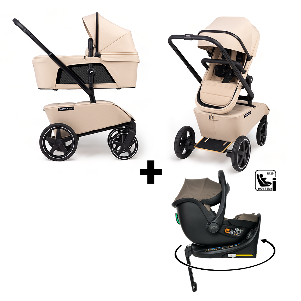 Set |Kinderwagen The Jiffle Wagon 2 Clay Incl. Autostoel Novi Baby Jacky Pro 360 All Black&Base Set |Kinderwagen The Jiffle Wagon 2 Clay Incl. Autostoel Novi Baby Jacky Pro 360 All Black&Base - Afbeelding 1