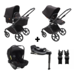 Kinderwagen Bugaboo Fox Cub Compleet Black/Midnight Black + Autostoel Turtle Air + Base + Adapters