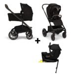 Set | Kinderwagen Nuna MIXX Next Caviar Incl. Autostoel Novi Baby Jacky Pro I-Size&360 Base + GRATIS Winterset