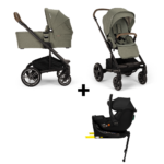 Set | Kinderwagen Nuna MIXX Next Pine Incl. Autostoel Novi Baby Jacky Pro I-Size&360 Base + GRATIS Winterset