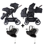 Kinderwagen Novi Baby® Pacific Premium Duo Solid Black + Autostoel Joy Pro Glide 360°&Base 2 st.