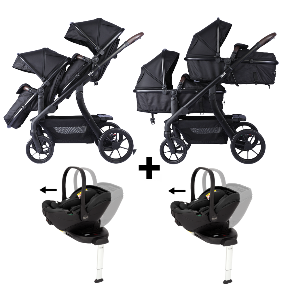 Kinderwagen Novi Baby® Pacific Premium Duo Solid Black + Autostoel Joy Pro Glide 360°&Base 2 st. Kinderwagen Novi Baby® Pacific Premium Duo Solid Black + Autostoel Joy Pro Glide 360°&Base 2 st. - Afbeelding 1