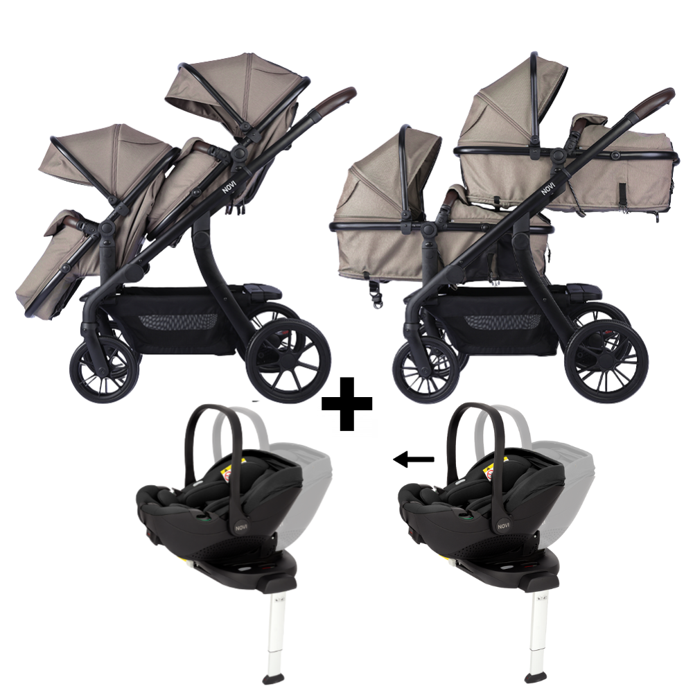 Kinderwagen Novi Baby® Pacific Premium Duo Solid Hazel + Autostoel Joy Pro Glide 360°&Base 2 st. Kinderwagen Novi Baby® Pacific Premium Duo Solid Hazel + Autostoel Joy Pro Glide 360°&Base 2 st. - Afbeelding 1