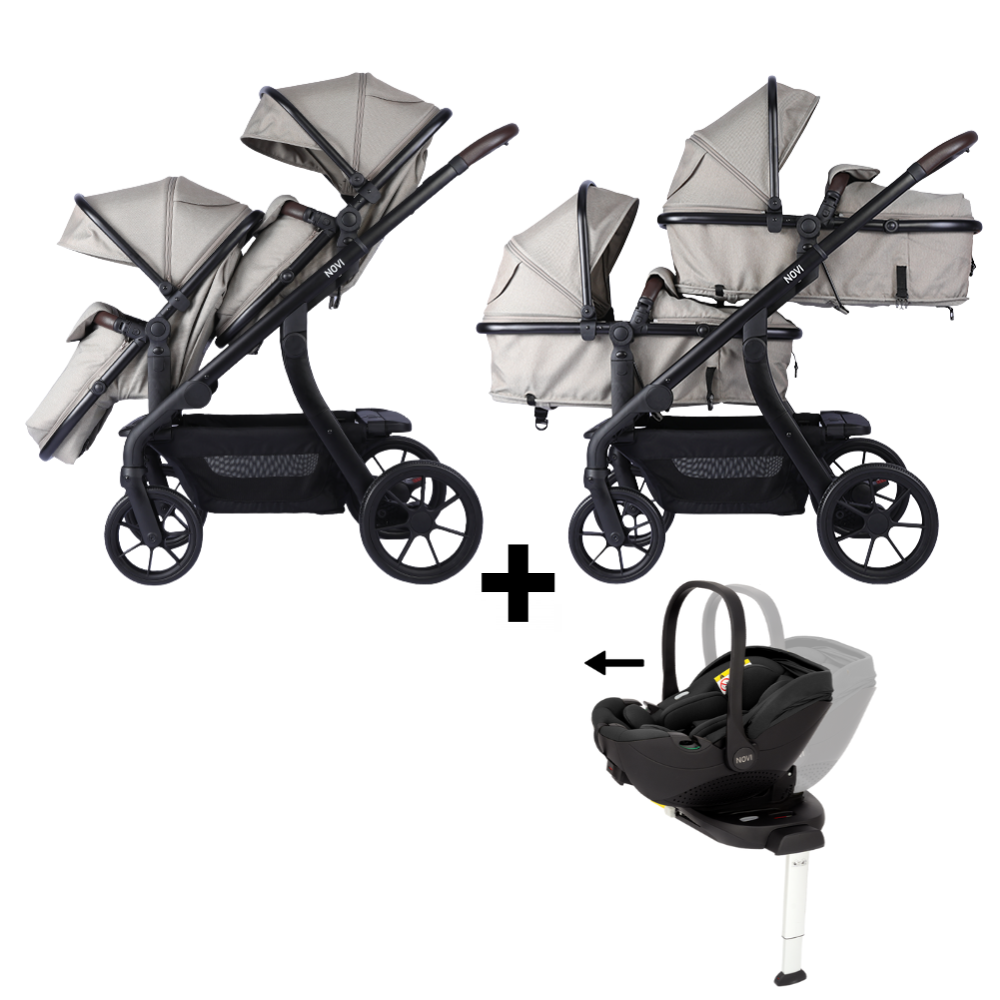 Kinderwagen Novi Baby® Pacific Premium Duo Solid Sand + Autostoel Joy Pro Glide 360°&Base Kinderwagen Novi Baby® Pacific Premium Duo Solid Sand + Autostoel Joy Pro Glide 360°&Base - Afbeelding 1
